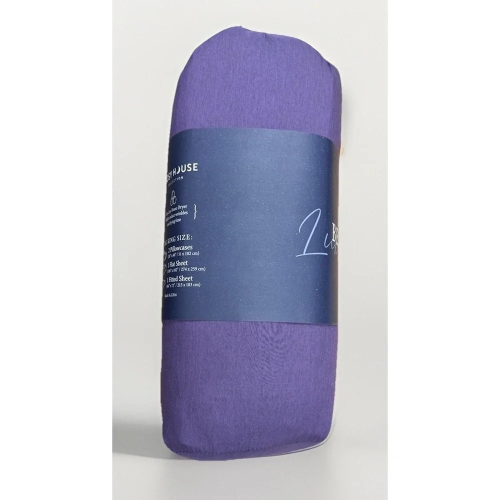 Cosy House Collection Bed Sheets Bamboo Viscose 4-Piece CAL KING‎ - PURPLE
